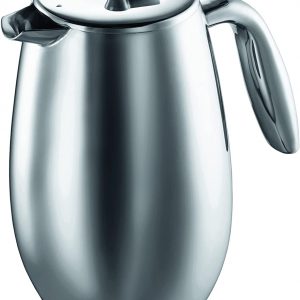 BODUM Columbia 8 Cup Double Wall French Press Coffee Maker, Stainless Steel, 1.0 l, 34 oz
