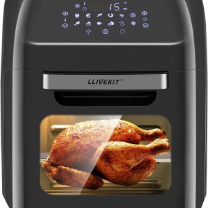 LLIVEKIT 12L Large Air Fryer Oven, 1800W Family Size Digital Air Fryer with Rotisserie, Dehydrator, 12 Presets, 90 Minutes Timer, Preheat & Reheat Oil...