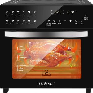 LLIVEKIT Air Fryer Oven with Rotisserie Mini Oven 26L Large Family Size Air Fryer Countertop Convection Oven Low Fat Oil-Less Cooking, Timer &...