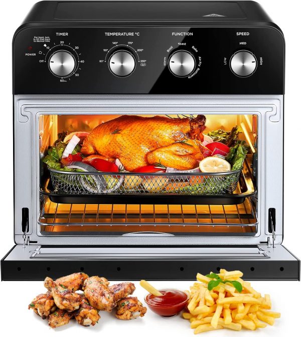 FOHERE Air Fryer Oven 23L Mini Oven, Multi-function Countertop Convection Oven with Rotisserie and Dehydrator, Oil Free Cooking, Non-Stick Inner, 6...