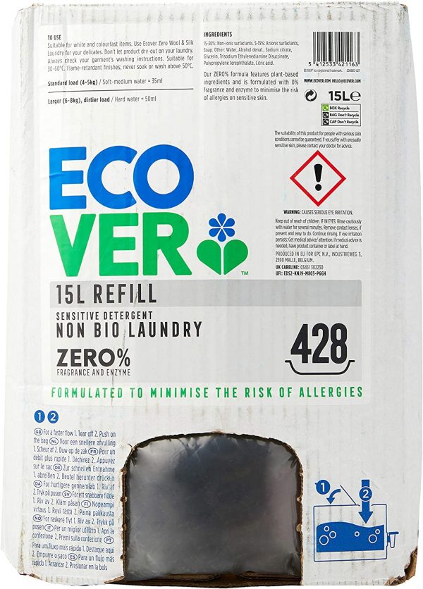 Ecover Non Bio Zero Laundry Liquid Refill, 428 Wash