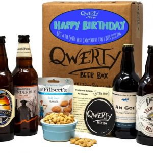 Premium British Real Ale Happy Birthday Gift Hamper - 6x500ml Independent Traditional Ales with Snack & Craft Beer Tasting Guide by QWERTY Beer Box