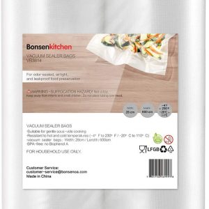 Bonsenkitchen Vacuum Food Sealer Rolls Bags, 2 Packs 28 x 600 cm Storage Bags (Total 12 m), BPA Free, Durable Commercial Customized Size Food Bags for Food...
