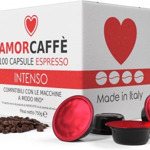 Amorcaffe 100 Coffee Capsules Pods Compatible Lavazza A Modo Mio - Intenso taste