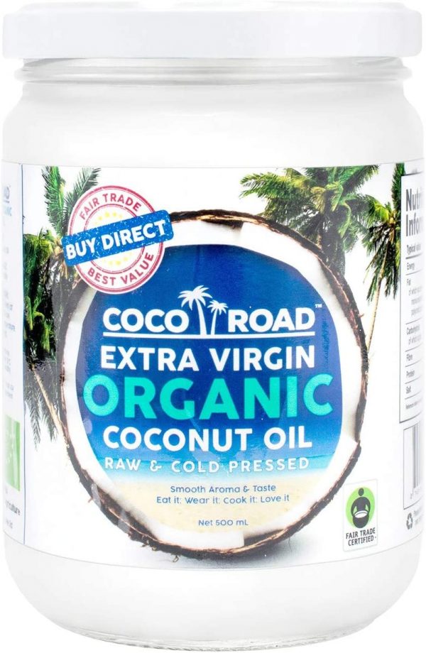 Coco Road Organic & Fair Trade Virgin Coconut Oil (500ml) (500ml Glass Jar)