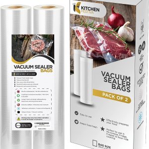 Kitchen Festiva Vacuum Sealer Rolls – 2-Pack, 28cm x 6m ea, BPA-Free, Reusable & Heavy-Duty Vacuum Sealer Bags – Extreme Temperature & Tear...