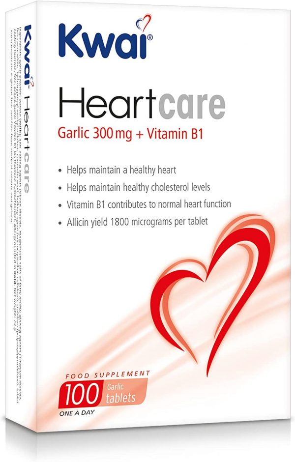 Kwai Heartcare | Garlic capsules odourless high strength plus Vitamin B1 I Contributes to normal heart function | Helps maintain healthy cholesterol levels...