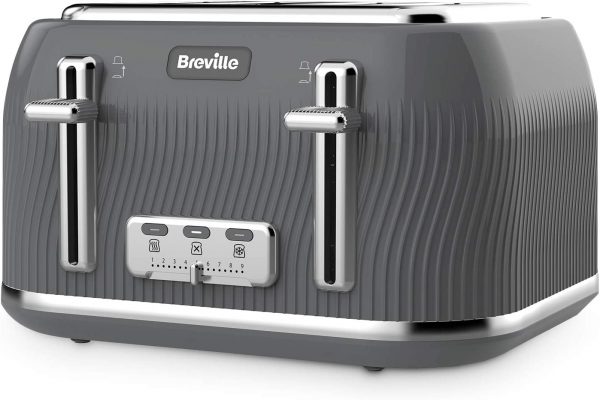 Breville Flow 4-Slice Toaster with High-Lift & Wide Slots | Grey | VTT892