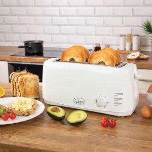 Quest 35049 Extra Wide 4 Slice Long Slot Toaster / Variable Browning Control / Reheat and Defrost / Anti-Jam Function / Crumb Tray and Cord Storage
