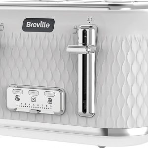 Breville Curve 4-Slice Toaster with High Lift and Wide Slots | White & Chrome [VTT911]
