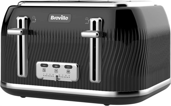 Breville Flow 4-Slice Toaster with High-Lift and Wide Slots | Black [VTT890]