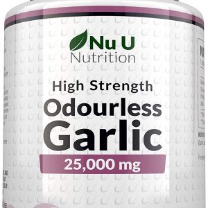 Garlic Capsules Odourless 25,000mg, 240 Softgel Capsules High Strength Garlic Supplement, 8 Month Supply - Deodourised Premium Garlic Oil Extract from...