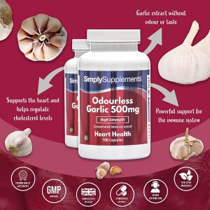 Garlic 500mg | High Strength Odourless Garlic Capsules | 2X 180 (360) Capsules | Vegan & Vegetarian Friendly | Heart Health & Circulation |...
