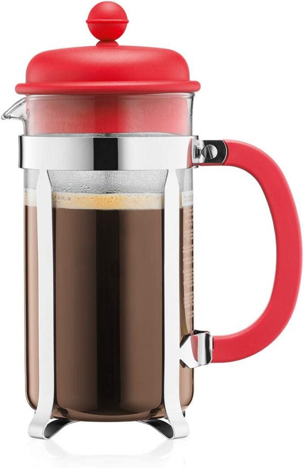 Bodum 1918-294 CAFFETTIERA Coffee Maker, 8 Cup, 1.0 l, 34 oz, red, Glass