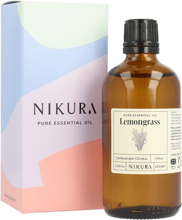 Nikura | Lemongrass Essential Oil - 100ml – for Diffusers for Home, Insect Repellent, Candle Making, Burner Oil, Lifting Mood, Aromatherapy, Wax Melts, DIY Spray - 100% Pure, Natural and Vegan