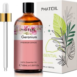 PHATOIL Geranium Essential Oil 100ML, 100% Pure Therapeutic Grade Geranium Essential Oils for Diffuser, Humidifier, Aromatherapy, Sleep, Relax