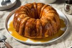 Homemade Holiday Buttered Rum Cake with Sauce.