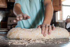Bread dough - shaping the dough.