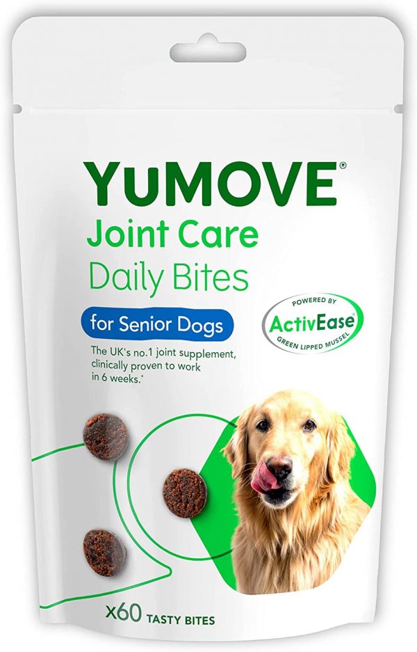 YuMOVE Daily Bites For Senior Dogs | Joint Supplement for Older, Stiff Dogs, with Glucosamine, Chondroitin, Green Lipped Mussel | Aged 9+ | 60 Chews