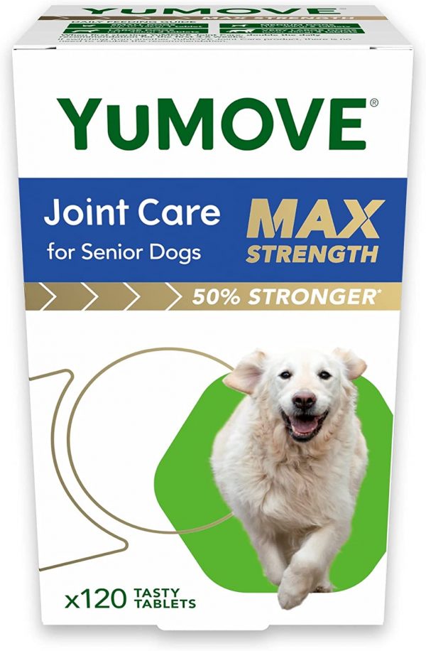 YuMOVE Senior MAX Strength | Maximum Strength Joint Supplement for Older, Stiff Dogs with Glucosamine, Chondroitin, Green Lipped Mussel | Aged 9+ | 120 Tablets