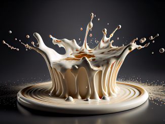 Splash of milk on a black background. 3d rendering. milk, milk lipoprotein lipase