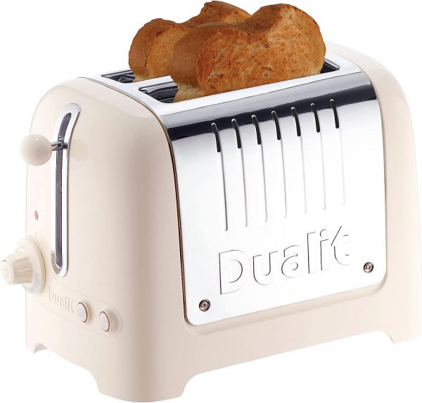 Dualit 2 Slice Lite Toaster | 1.1kW Toasts 60 Slices an Hour | Polished with High Gloss Black Trim | Bagel & Defrost Settings | 36 mm Wide Slots | 26205