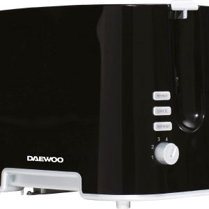 Daewoo Plastic Chrome Toaster, 2 Slice, Removable Crumb Tray, Browning Controls, Cancel / Defrost / Reheat Functions - Black