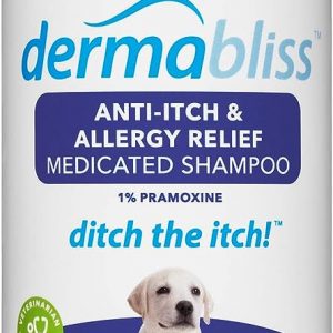 Dermabliss Anti Itch & Allergy Relief Medicated Dog Shampoo for Allergies and Itching with 1% Pramoxine HCL, Safflower Seed Oil, and Oat Extract for Dogs and Cats 16oz …