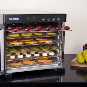 electriQ Stainless Steel Digital Food Dehydrator and Dryer with 6 Shelves, 48 Hour Timer, 35-75C Temperature Setting, 650W, BPA Free for...