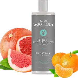 For All DogKind 2-in-1 Dog Shampoo - Refreshing Grapefruit and Mandarin Oil - Gentle Care for Dogs and Puppies - Flea and Tick Wash - Deep Clean & Boost Shine - 250ml