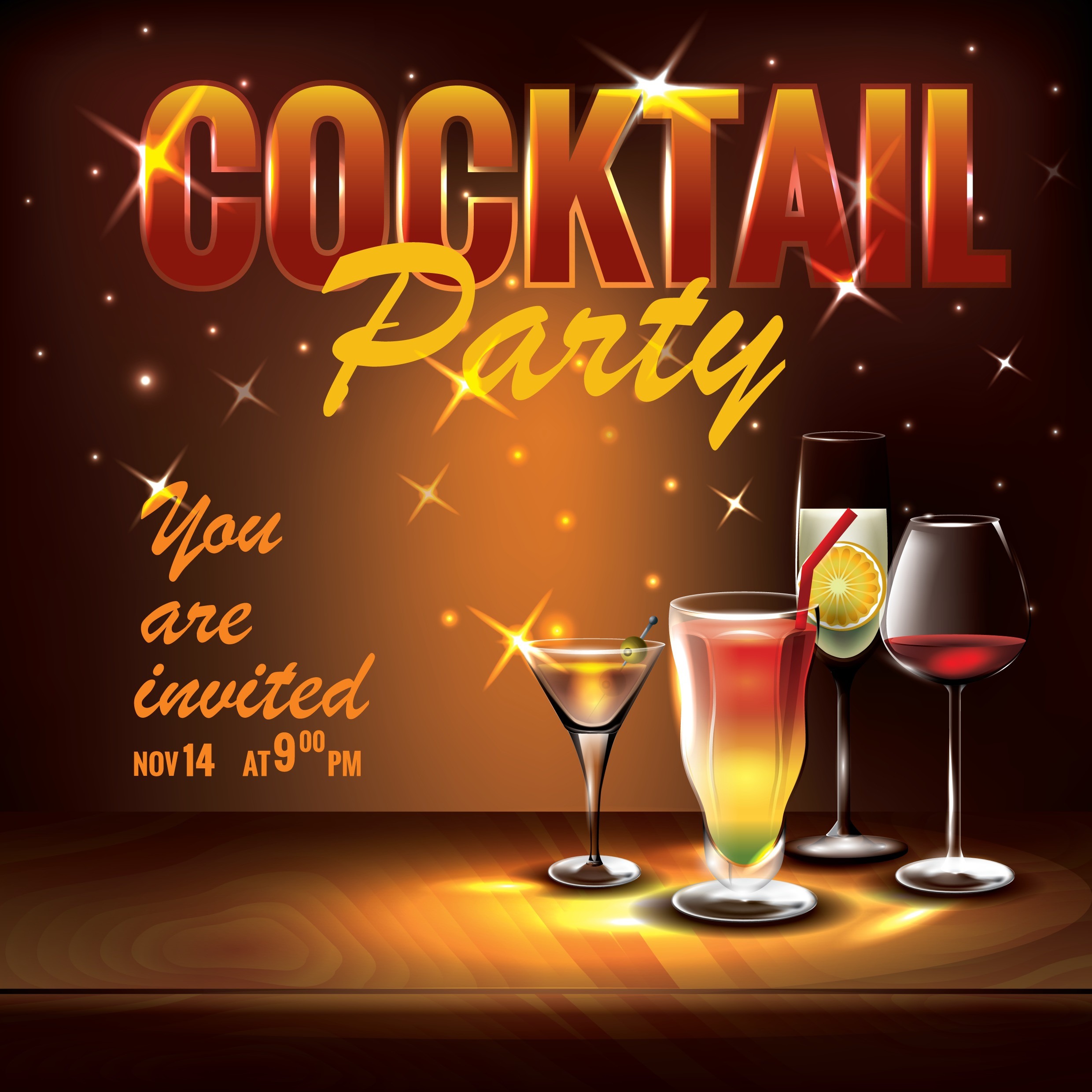 cocktail party invitation design. A source for canned cocktails.