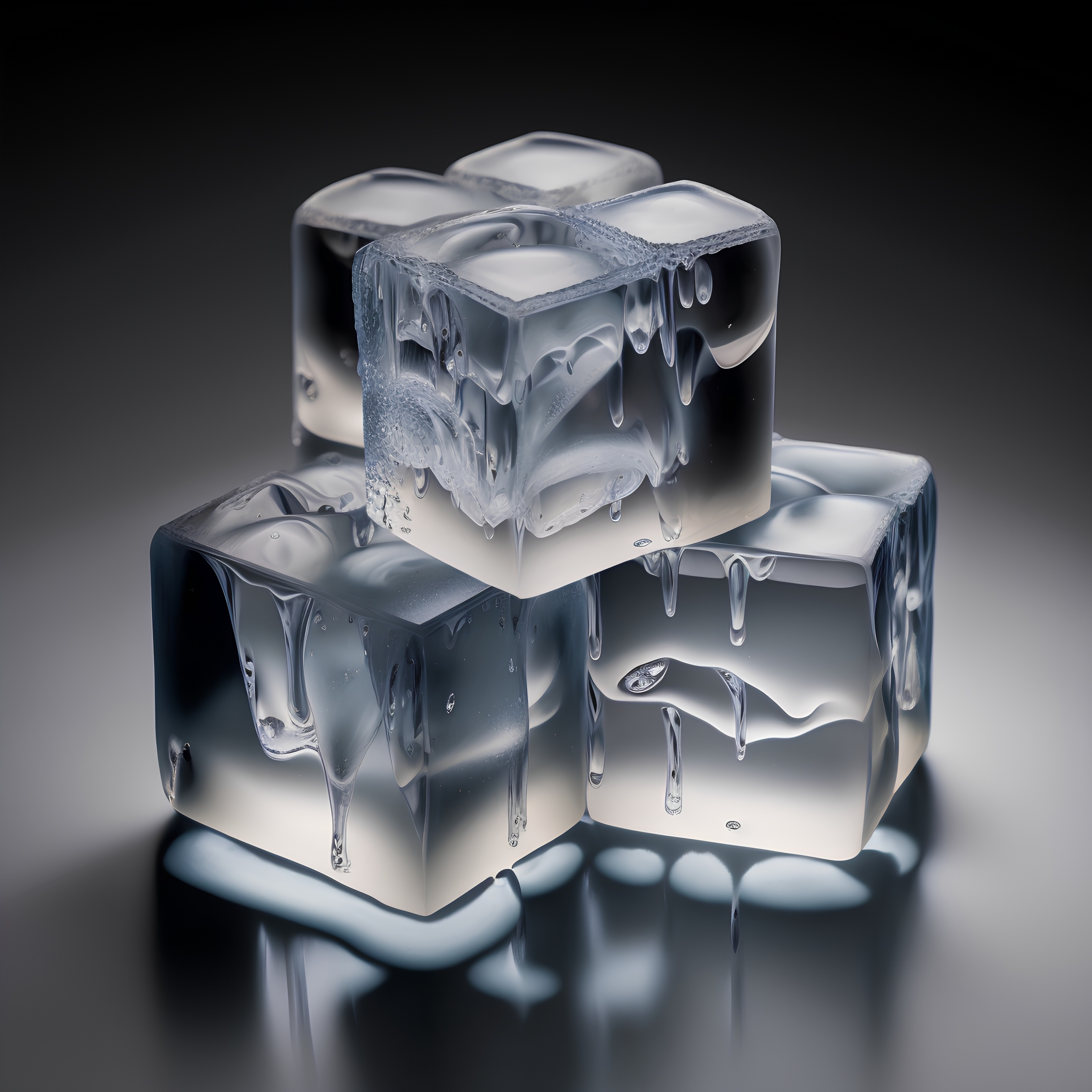 ice cubes made by ice makers. ice cubes on a dark background. 3d render.