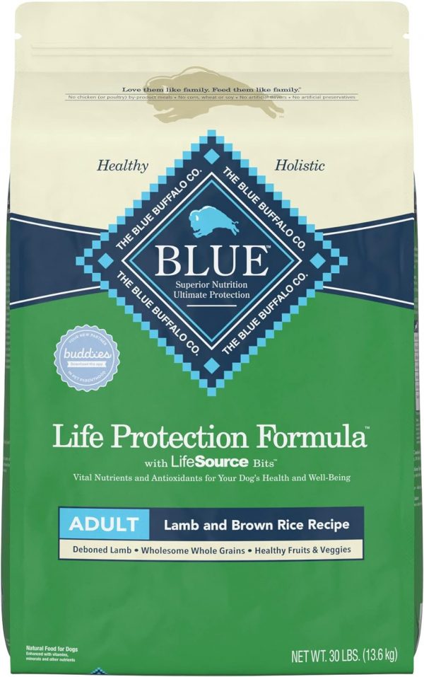 Blue Buffalo Life Protection Formula Natural Adult Dry Dog Food, Lamb and Brown Rice 30-lb