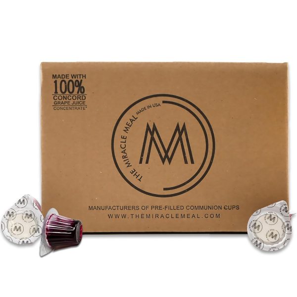 The Miracle Meal Pre-filled Communion Cups and Wafer Set - Box of 250 - with 100% Trusted Concord Grape Juice & Wafer - Made in the USA - Premium Quality Guaranteed