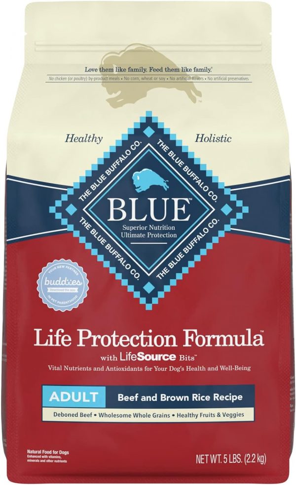 Blue Buffalo Life Protection Formula Natural Adult Dry Dog Food, Beef and Brown Rice 5-lb Trial Size Bag