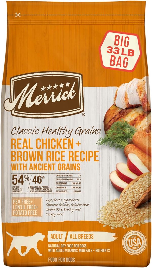 Merrick Classic Healthy Grains Dry Dog Food Real Chicken & Brown Rice Recipe with Ancient Grains - 33 lb. Bag