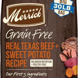 Merrick Dry Dog Food, Real Texas Beef and Sweet Potato Grain Free Dog Food Recipe - 30.0 lb. Bag