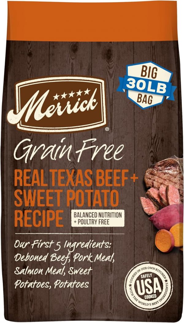 Merrick Dry Dog Food, Real Texas Beef and Sweet Potato Grain Free Dog Food Recipe - 30.0 lb. Bag