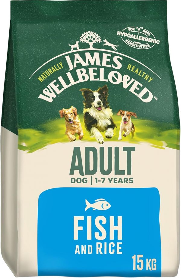 James Wellbeloved Adult Fish & Rice 15 kg Bag, Hypoallergenic Dry Dog Food