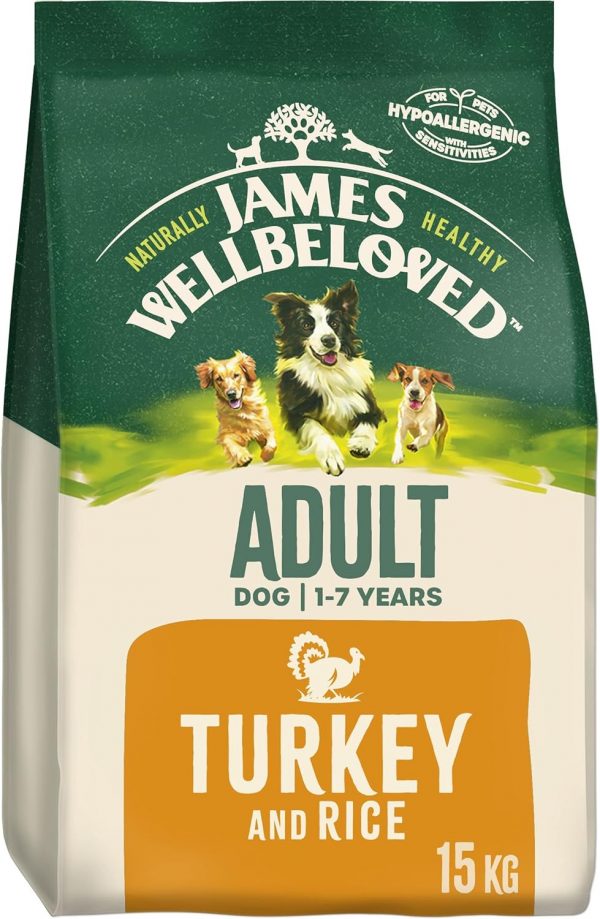 James Wellbeloved Adult Turkey & Rice 15 kg Bag, Hypoallergenic Dry Dog Food