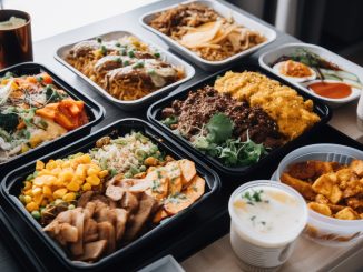 food delivery service with variety of freshly cooked meals for busy people, created with generative ai. Gourmet ready meals.