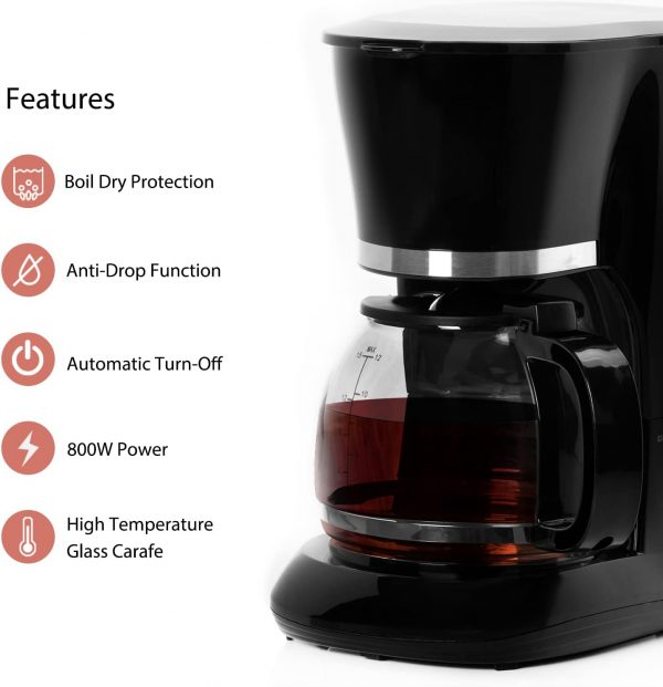 GEEPAS 1.5L Filter Coffee Machine | 800W Coffee Maker for Instant Coffee, Espresso, Macchiato & More | Boil-Dry Protection, Anti-Drip Function,...