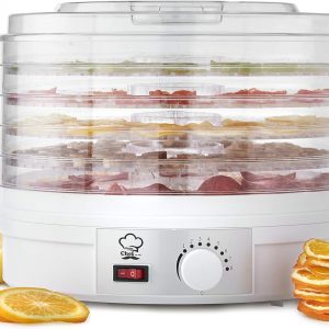 MisterChef 5 Tray Food Dehydrator Machine, Fruit Dryer 250W with Adjustable Temperature Control for Veg, Meat, Jerky - 2 Year Warranty