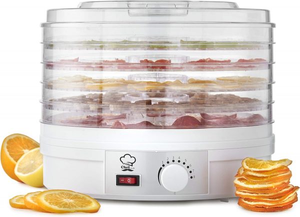 MisterChef 5 Tray Food Dehydrator Machine, Fruit Dryer 250W with Adjustable Temperature Control for Veg, Meat, Jerky - 2 Year Warranty