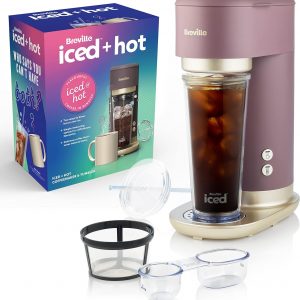 Breville Iced+Hot Coffee Maker | Plus Coffee Cup with Straw | Brews Hot Filter Coffee To Enjoy Alone or Over Ice | Café Mocha [VCF164]