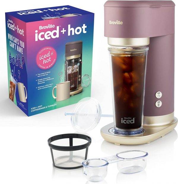 Breville Iced+Hot Coffee Maker | Plus Coffee Cup with Straw | Brews Hot Filter Coffee To Enjoy Alone or Over Ice | Café Mocha [VCF164]