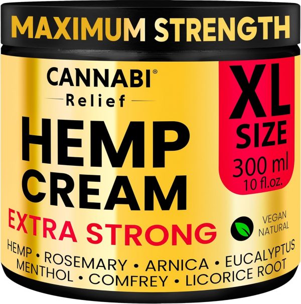 HEMP CREAM EXTRA STRONG PREMIUM High Strength Fast Absorption Formula 300 ml | Hemp Oil Menthol Rosemary Calendula | Gel for Joint Muscle Neck Shoulders...