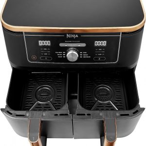Ninja Foodi Dual Zone Air Fryer MAX + Tongs, 9.5 L, 2470 W, 2 Drawers, 8 Portions, 6-in-1, Air Fry, Roast, Bake, Nonstick, Dishwasher Safe Baskets, Amazon...
