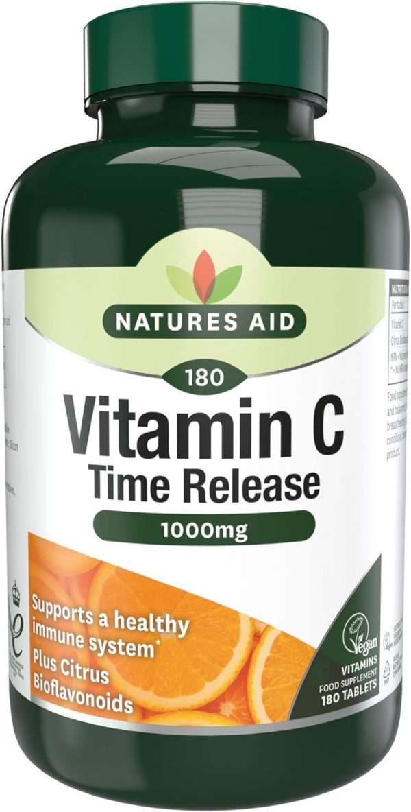 Natures Aid Vitamin C Time Release 1000 mg, Immune Support, 180 Tablets