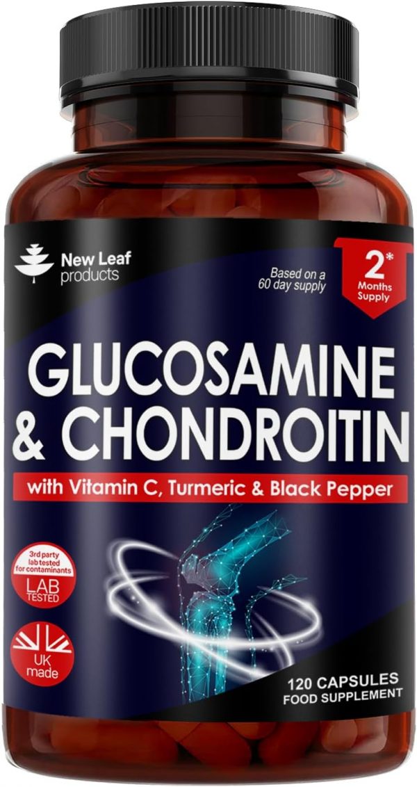 Glucosamine and Chondroitin High Strength - Enriched With Turmeric And Vitamin C - Glucosamine Sulphate Chondroitin Sulphate, Food Supplement - Contributes...